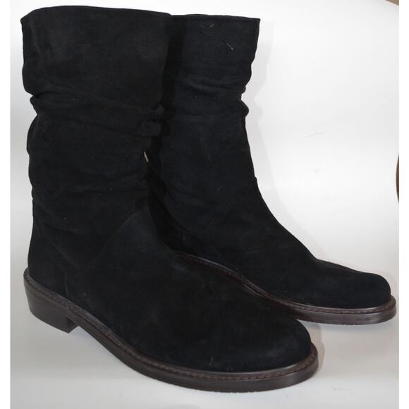 Stuart Weitzman Black Suede Boot Flat - Picture 4 of 8